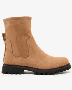 Best Eko-zamszowe damskie botki Gebimma Botki Z Delikatnym Ociepleniem|Botki Na Płaskim Obcasie