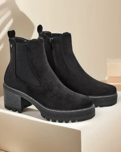 Sale Eko-zamszowe damskie botki na słupku Segori Botki Z Delikatnym Ociepleniem|Botki Na Słupku