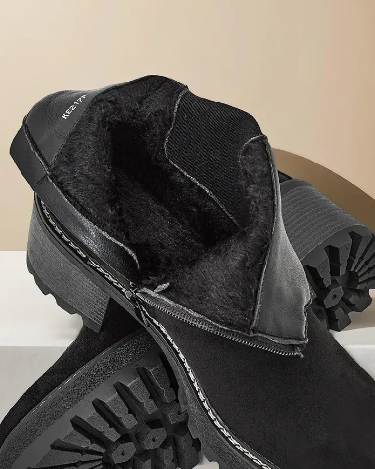 Sale Eko-zamszowe damskie botki na słupku Segori Botki Z Delikatnym Ociepleniem|Botki Na Słupku