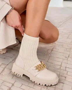 Best Eleganckie botki damskie z ozdobą Olluf Botki Z Delikatnym Ociepleniem|Botki Na Płaskim Obcasie