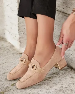 Hot Eleganckie mokasyny damskie na niskim słupku Orino Półbuty|Mokasyny Na Obcasie