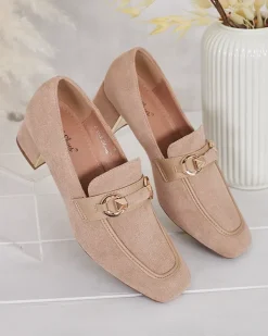 Hot Eleganckie mokasyny damskie na niskim słupku Orino Półbuty|Mokasyny Na Obcasie