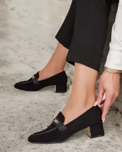 New Eleganckie mokasyny damskie na niskim słupku Oflem Półbuty|Mokasyny Na Obcasie