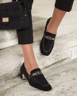 New Eleganckie mokasyny damskie na niskim słupku Oflem Półbuty|Mokasyny Na Obcasie