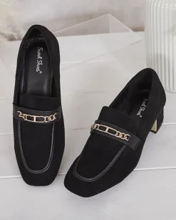 New Eleganckie mokasyny damskie na niskim słupku Oflem Półbuty|Mokasyny Na Obcasie