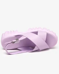 Hot Fioletowe damskie sandały na masywnej podeszwie Otida Buty Na Wielkie Wyjście|Sandały Na Słupku