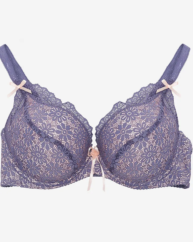 Best Fioletowo-różowy koronkowy biustonosz damski Codzienne