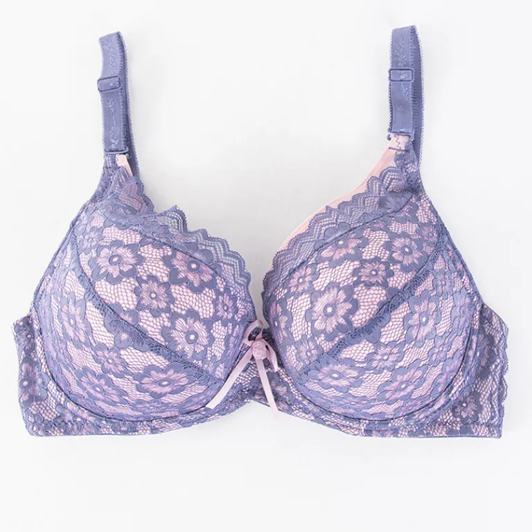 New Fioletowo-różowy biustonosz z koronką Codzienne