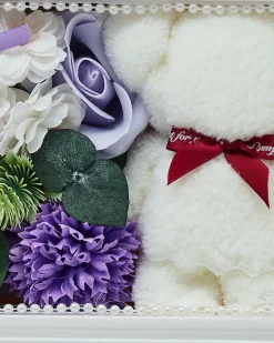 Discount Flowerbox Kwiaty w pudełku z misiem Dekoracje I Ozdoby