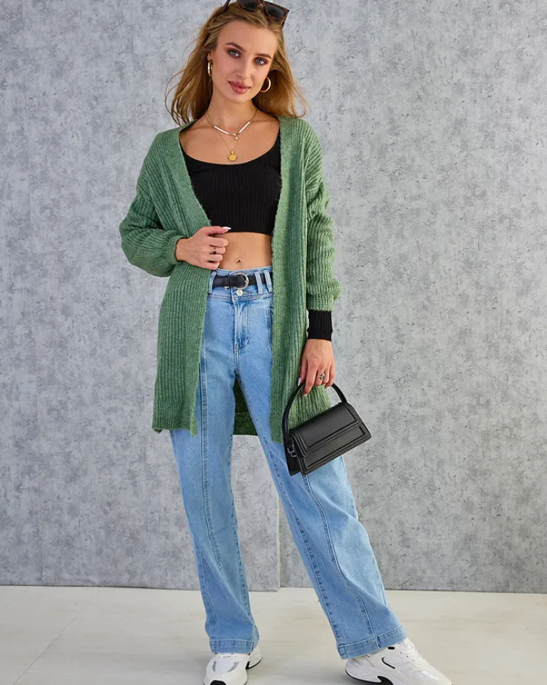 Best Fuksjowy damski sweter narzutka Swetry