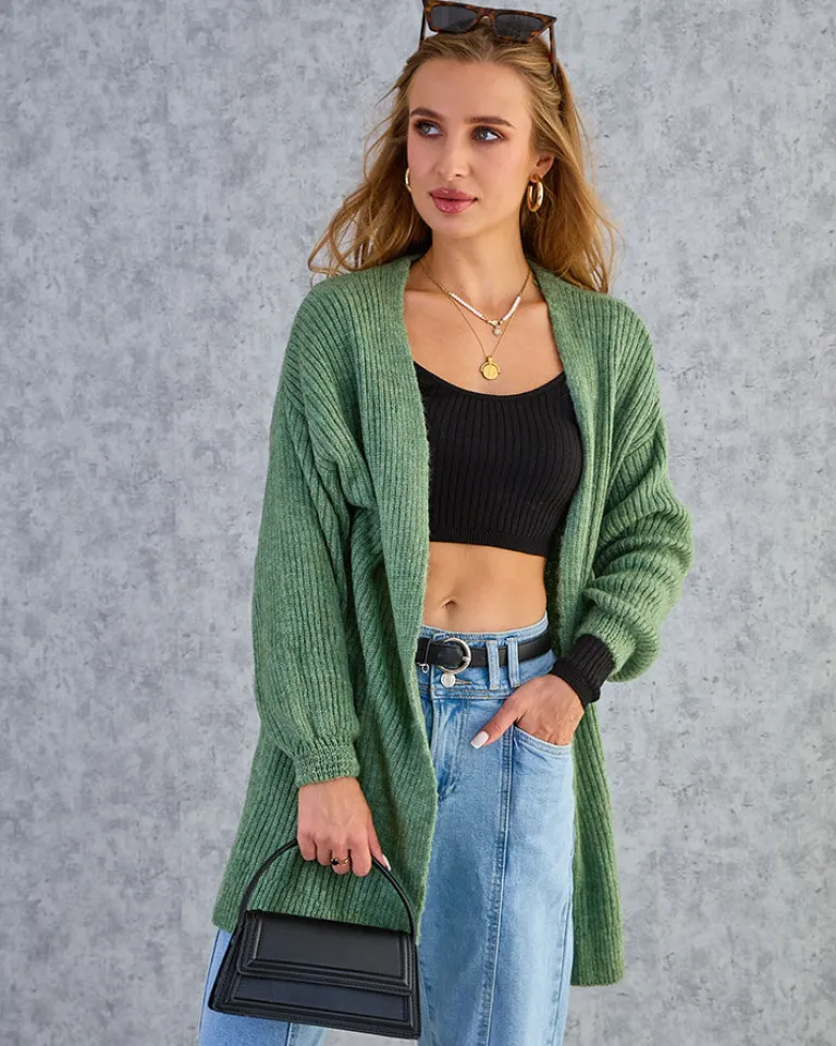 Best Fuksjowy damski sweter narzutka Swetry