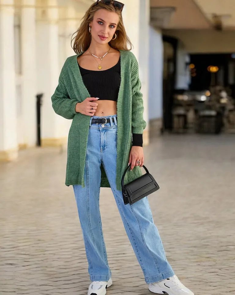 Best Fuksjowy damski sweter narzutka Swetry