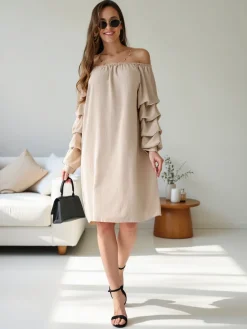 Best Gładka damska sukienka a'la hiszpanka z falbankami Plus Size