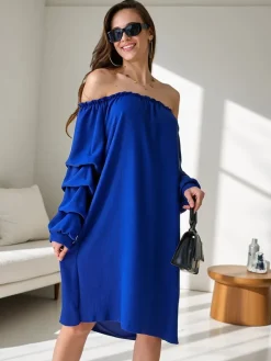 Best Gładka damska sukienka a'la hiszpanka z falbankami Plus Size