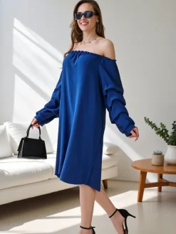 Best Gładka damska sukienka a'la hiszpanka z falbankami Plus Size