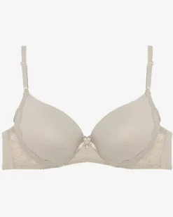 Outlet Gładki damski biustonosz z koronką w szarym kolorze Codzienne