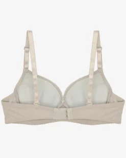 Outlet Gładki damski biustonosz z koronką w szarym kolorze Codzienne