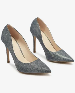 Clearance Grafitowe holograficzne damskie czółenka na szpilce Soddo Szpilki|Klasyczne