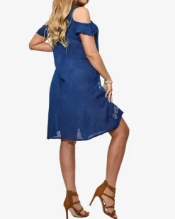 Clearance Granatowa damska plażowa sukienka w kwiaty Narzutka Plażowa|Sukienki Letnie