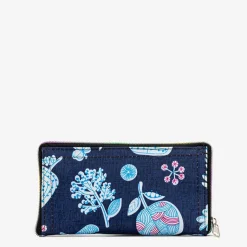 Granatowa torba zakupowa składana w portfel z roślinnym wzorem Damskie Materiałowe|Torebki Shoppers