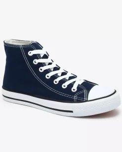 Best Granatowe damskie wysokie trampki Elavvi Trampki