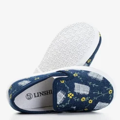 New Granatowe dziecięce tenisówki slip - on Inga Dziewczęce