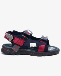 Online Granatowe dziecięce sandałki z naszywkami Netiks Chłopięce