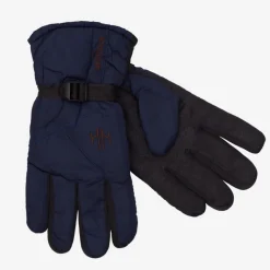 Sale Granatowe ocieplane rękawice męskie z regulacją w nadgarstku Rękawiczki