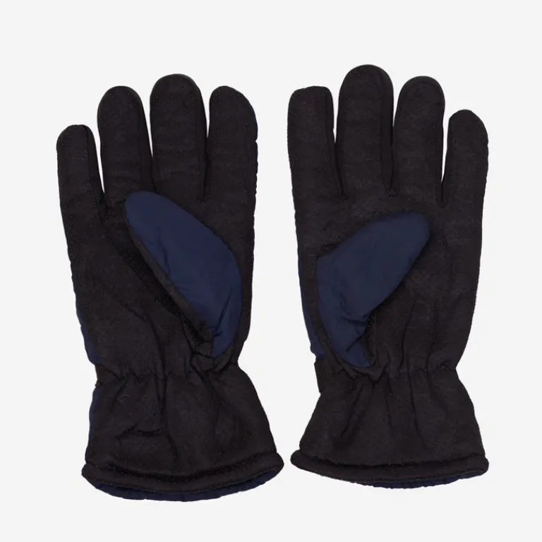 Sale Granatowe ocieplane rękawice męskie z regulacją w nadgarstku Rękawiczki