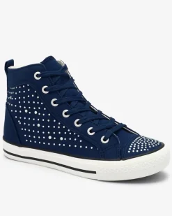 Sale Granatowe wysokie trampki z cyrkoniami Totulu Trampki