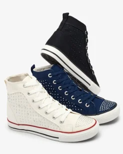 Sale Granatowe wysokie trampki z cyrkoniami Totulu Trampki