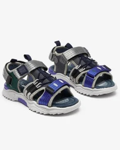 Discount Granatowo - szare dziecięce sandałki na rzepy Meteris Chłopięce