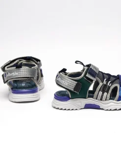 Discount Granatowo - szare dziecięce sandałki na rzepy Meteris Chłopięce