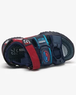 Discount Granatowo-bordowe chłopięce sandały na rzepy Roserro Chłopięce