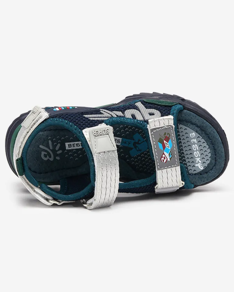 Hot Granatowo-zielone sandały dziecięce Doniso Chłopięce