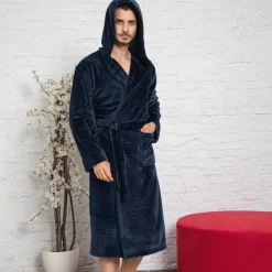 Sale Granatowy szlafrok męski Szlafroki