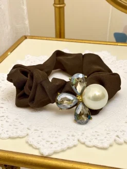 Best Gumka do włosów z ozdobną perełką Pearl Satin Damskie Akcesoria Do Włosów