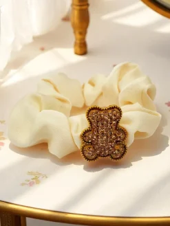 Best Gumka do włosów z ozdobnym misiem Satin Teddy Damskie Akcesoria Do Włosów