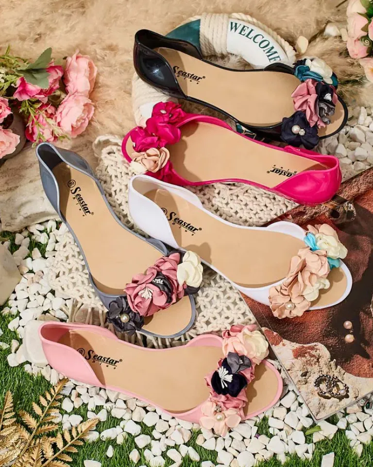 Sale Gumowe baleriny z kwiatem Koddies Buty Na Wielkie Wyjście|Baleriny Klasyczne