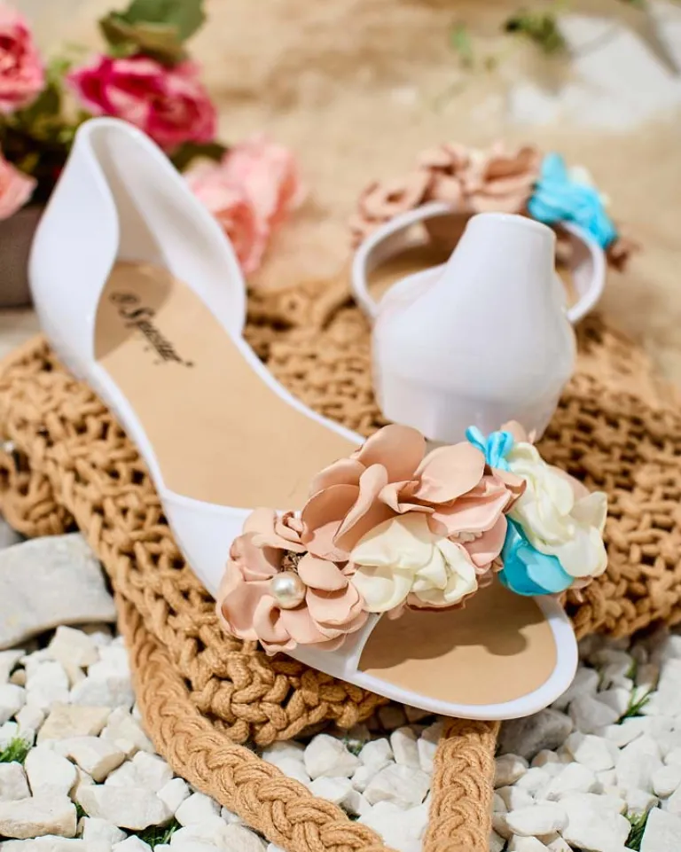 Sale Gumowe baleriny z kwiatem Koddies Buty Na Wielkie Wyjście|Baleriny Klasyczne