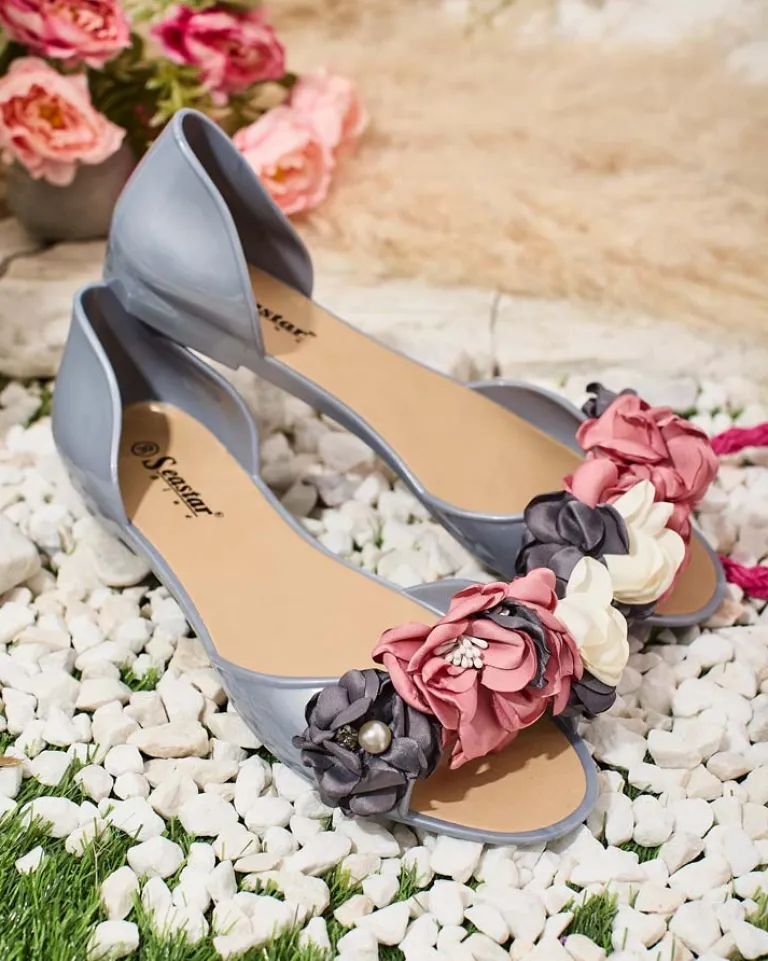 Discount Gumowe baleriny z kwiatem Koddies Meliski|Baleriny Klasyczne