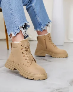 Best Jasnobrązowe damskie ocieplane botki typu trapery Radoras Trapery|Botki Z Delikatnym Ociepleniem