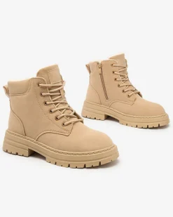 Best Jasnobrązowe damskie ocieplane botki typu trapery Radoras Trapery|Botki Z Delikatnym Ociepleniem