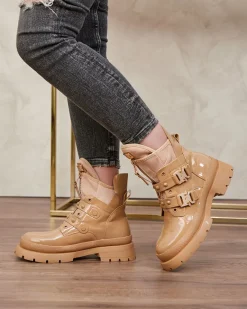 Best Jasnobrązowe damskie botki workery Hennobs Workery|Botki Bez Ocieplenia