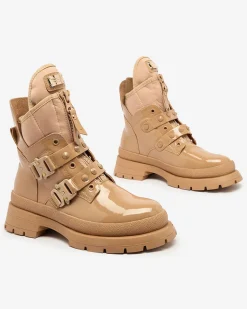 Best Jasnobrązowe damskie botki workery Hennobs Workery|Botki Bez Ocieplenia