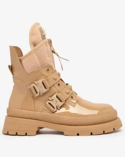 Best Jasnobrązowe damskie botki workery Hennobs Workery|Botki Bez Ocieplenia