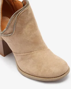 Clearance Jasnobrązowe damskie ocieplane botki na słupku Mukis Botki Bez Ocieplenia|Botki Na Słupku