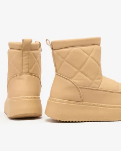 Best Jasnobrązowe damskie botki a'la śniegowce Kacecica Śniegowce|Botki Z Delikatnym Ociepleniem