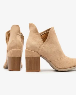 Clearance Jasnobrązowe damskie botki na słupku Rictisa Botki Z Delikatnym Ociepleniem|Botki Na Słupku