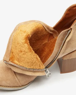 Clearance Jasnobrązowe damskie botki na słupku Rictisa Botki Z Delikatnym Ociepleniem|Botki Na Słupku